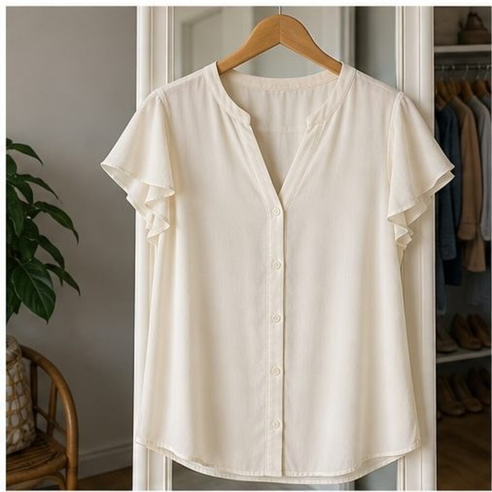 Cream Wrap Blouse
